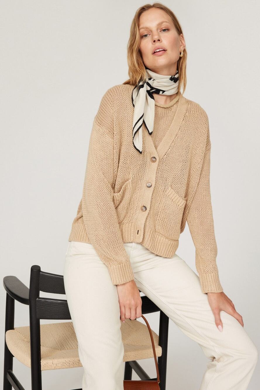 Polo by Ralph Lauren Linen Lightweight Tan Cardigan Sweater Size XXL